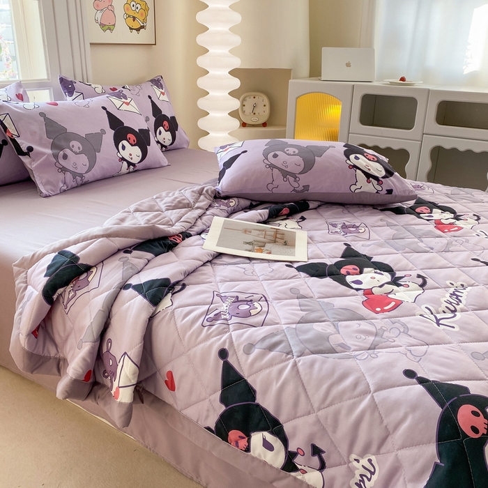 91家纺网 家纺一手货源 找家纺 一电 2025新款卡通可爱磨毛春夏新品夏凉被子家纺床品儿童幼儿园磨毛夏被 爱心库洛米