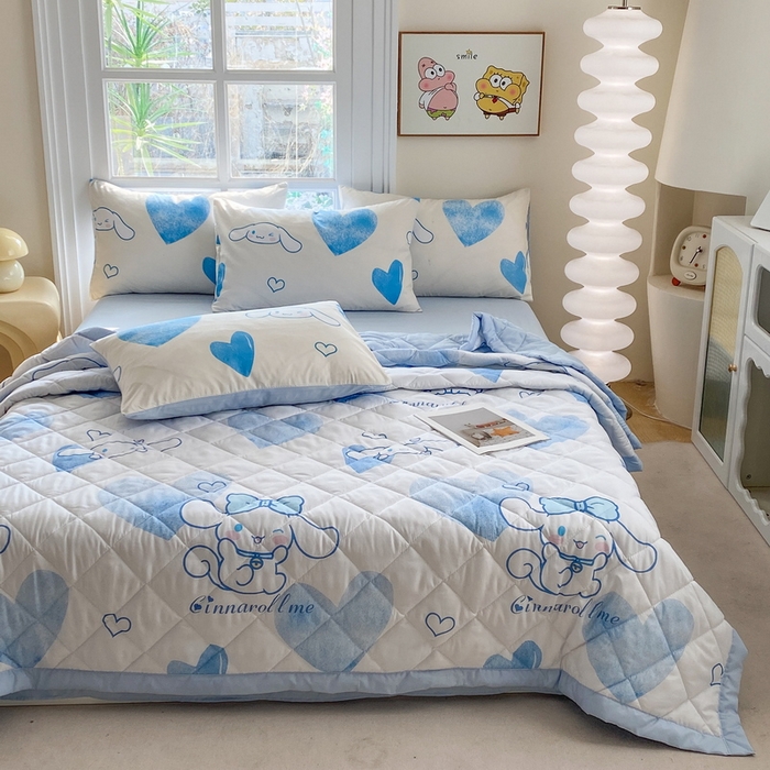 91家纺网 家纺一手货源 找家纺 一电 2025新款卡通可爱磨毛春夏新品夏凉被子家纺床品儿童幼儿园磨毛夏被 爱心玉桂狗