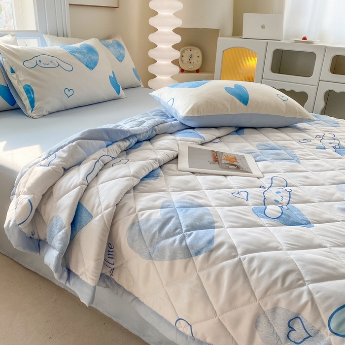 91家纺网 家纺一手货源 找家纺 一电 2025新款卡通可爱磨毛春夏新品夏凉被子家纺床品儿童幼儿园磨毛夏被 爱心玉桂狗