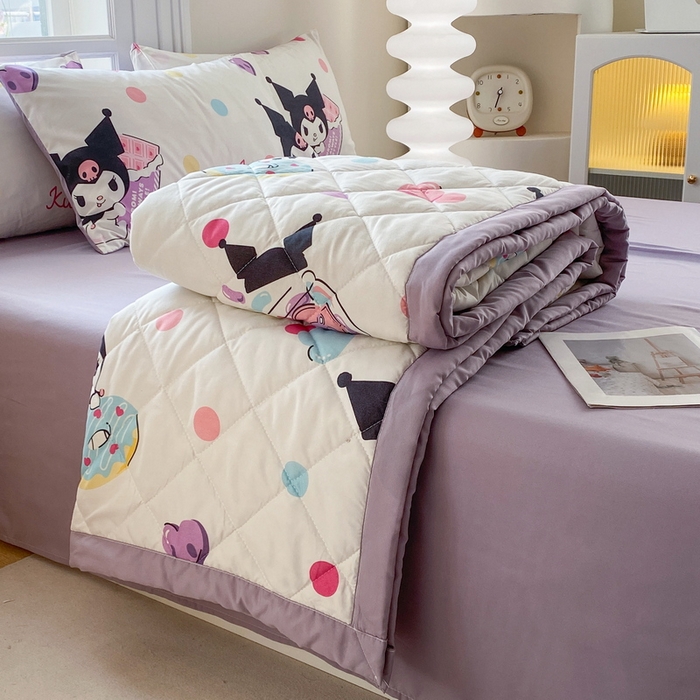 一電 2025新款卡通可愛磨毛春夏新品夏涼被子家紡床品兒童幼兒園磨毛夏被 波點(diǎn)庫洛米