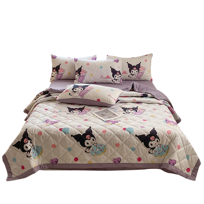 91家纺网 家纺一手货源 找家纺 一电 2025新款卡通可爱磨毛春夏新品夏凉被子家纺床品儿童幼儿园磨毛夏被 波点库洛米