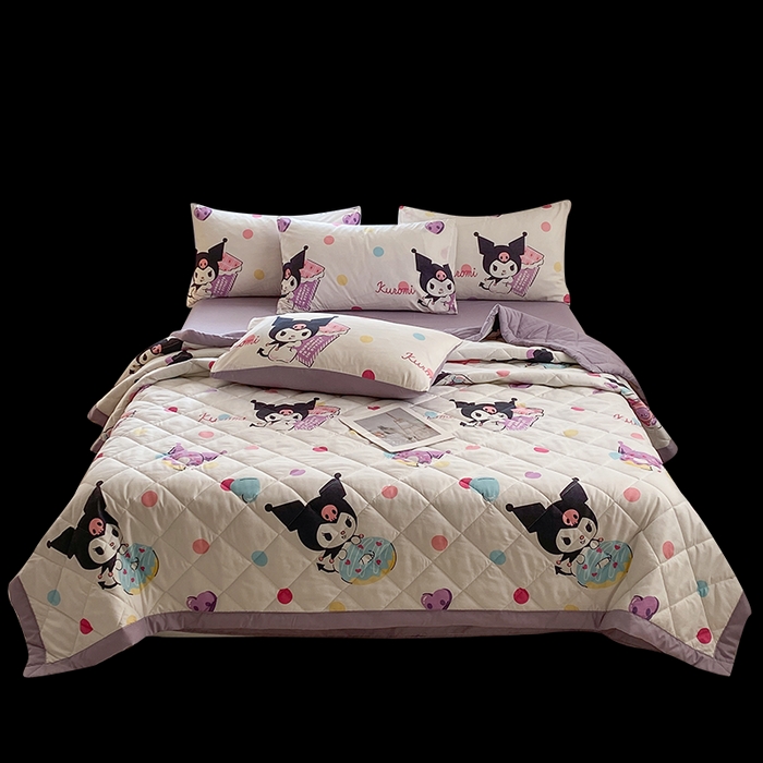 91家纺网 家纺一手货源 找家纺 一电 2025新款卡通可爱磨毛春夏新品夏凉被子家纺床品儿童幼儿园磨毛夏被 波点库洛米