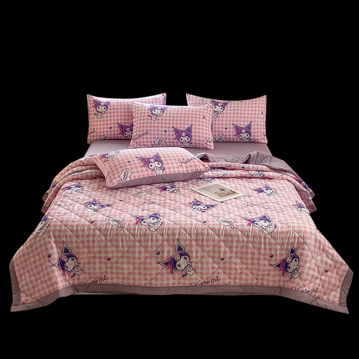 91家纺网 家纺一手货源 找家纺 一电 2025新款卡通可爱磨毛春夏新品夏凉被子家纺床品儿童幼儿园磨毛夏被 欢乐库洛米