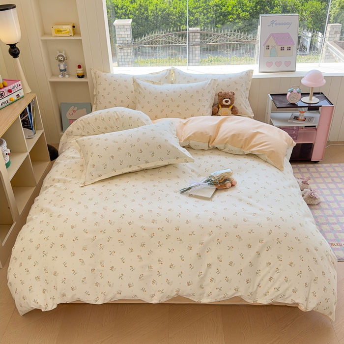 鑫宇 2025新款全棉纯棉13372小清新印花四件套 浅浅花样