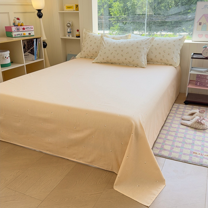 91家纺网 家纺一手货源 找家纺 鑫宇 2025新款全棉纯棉13372小清新印花四件套 浅浅花样