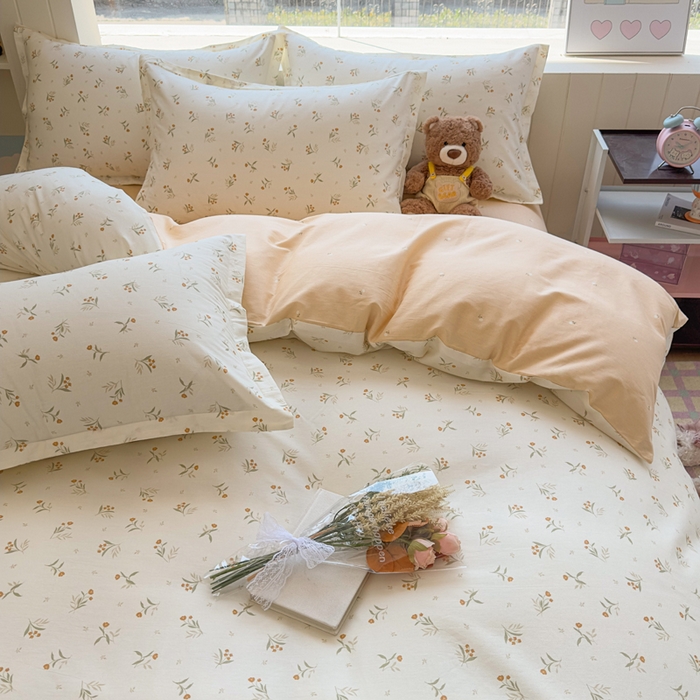 91家纺网 家纺一手货源 找家纺 鑫宇 2025新款全棉纯棉13372小清新印花四件套 浅浅花样