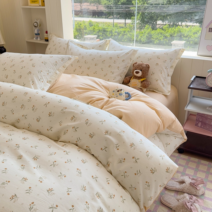 91家纺网 家纺一手货源 找家纺 鑫宇 2025新款全棉纯棉13372小清新印花四件套 浅浅花样