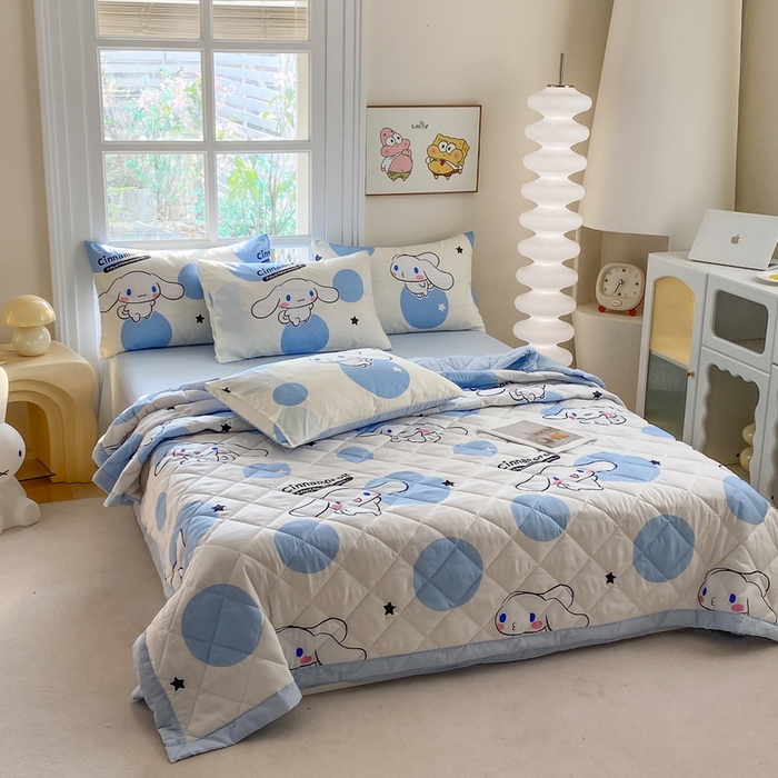 91家纺网 家纺一手货源 找家纺 一电 2025新款卡通可爱磨毛春夏新品夏凉被子家纺床品儿童幼儿园磨毛夏被 圈圈玉桂狗