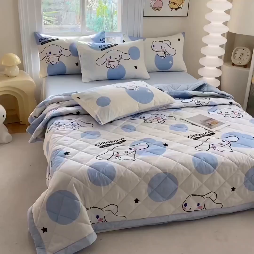 91家纺网 家纺一手货源 找家纺 一电 2025新款卡通可爱磨毛春夏新品夏凉被子家纺床品儿童幼儿园磨毛夏被 圈圈玉桂狗