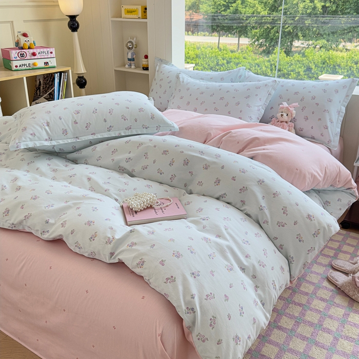 91家纺网 家纺一手货源 找家纺 鑫宇 2025新款全棉纯棉13372小清新印花四件套 清风花夏