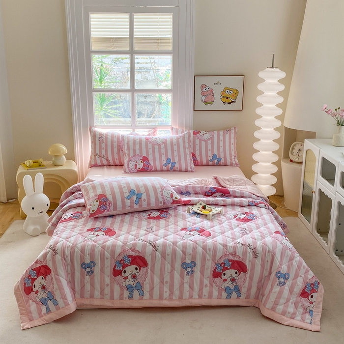 91家纺网 家纺一手货源 找家纺 一电 2025新款卡通可爱磨毛春夏新品夏凉被子家纺床品儿童幼儿园磨毛夏被 田园美乐蒂