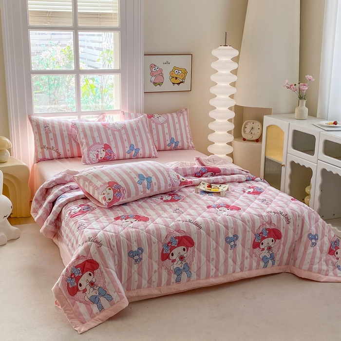 91家纺网 家纺一手货源 找家纺 一电 2025新款卡通可爱磨毛春夏新品夏凉被子家纺床品儿童幼儿园磨毛夏被 田园美乐蒂