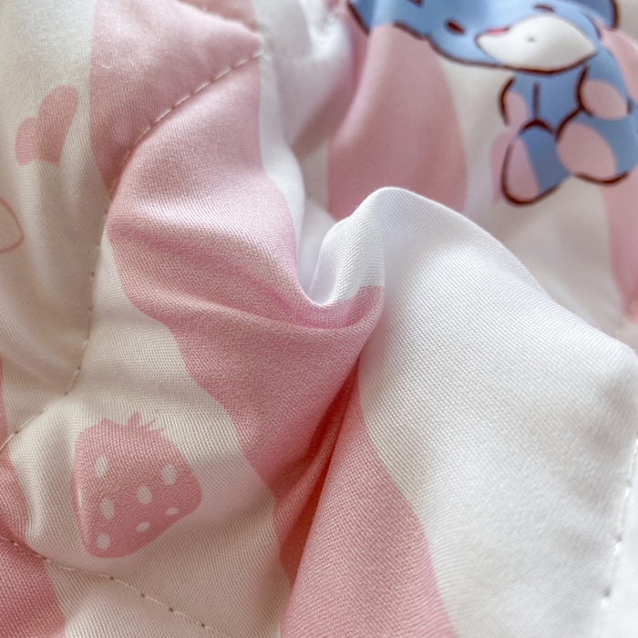 91家纺网 家纺一手货源 找家纺 一电 2025新款卡通可爱磨毛春夏新品夏凉被子家纺床品儿童幼儿园磨毛夏被 田园美乐蒂