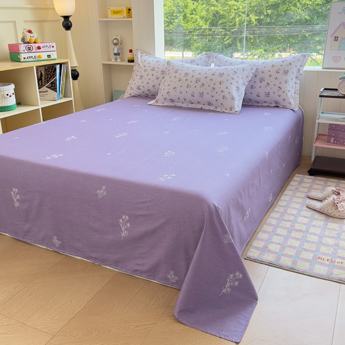 91家纺网 家纺一手货源 找家纺 鑫宇 2025新款全棉纯棉13372小清新印花四件套 清风若凡