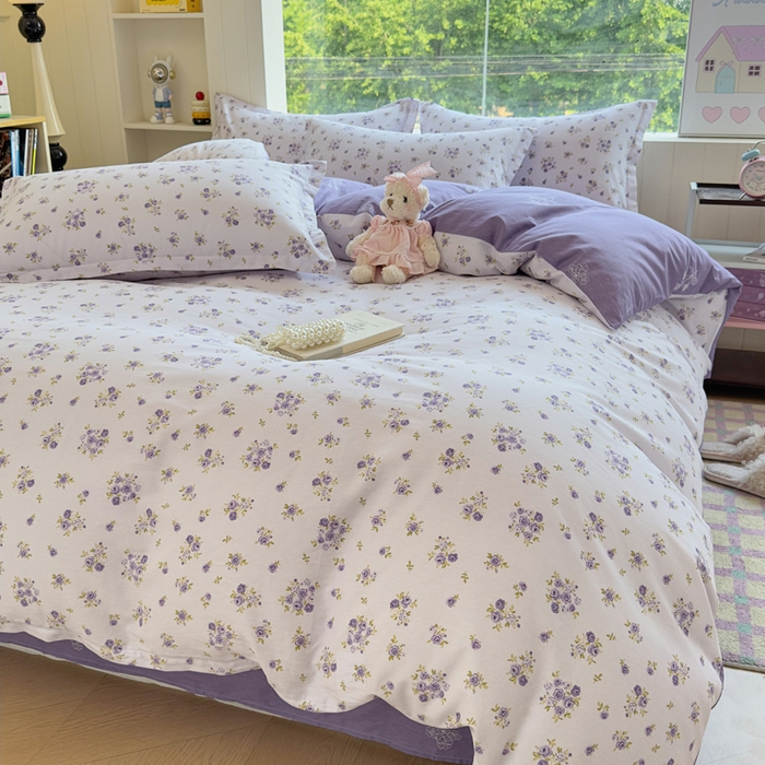 91家纺网 家纺一手货源 找家纺 鑫宇 2025新款全棉纯棉13372小清新印花四件套 清风若凡