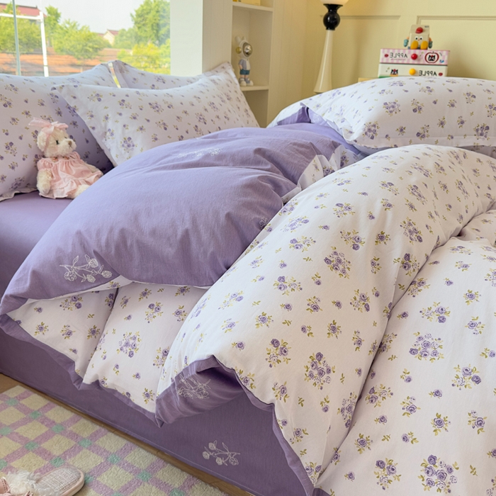 91家纺网 家纺一手货源 找家纺 鑫宇 2025新款全棉纯棉13372小清新印花四件套 清风若凡