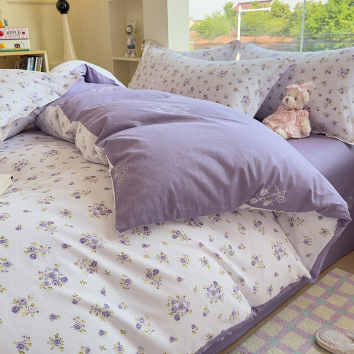 91家纺网 家纺一手货源 找家纺 鑫宇 2025新款全棉纯棉13372小清新印花四件套 清风若凡