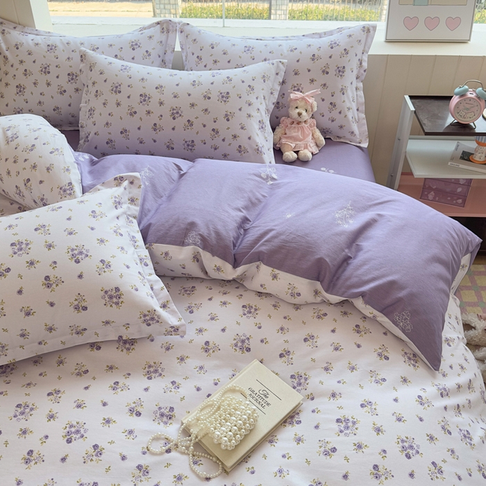 91家纺网 家纺一手货源 找家纺 鑫宇 2025新款全棉纯棉13372小清新印花四件套 清风若凡