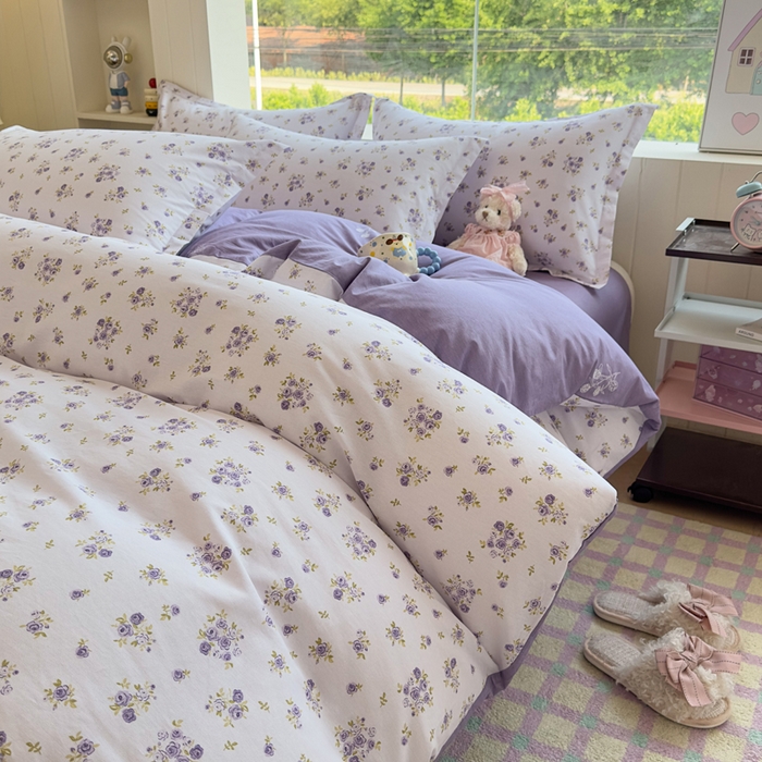 91家纺网 家纺一手货源 找家纺 鑫宇 2025新款全棉纯棉13372小清新印花四件套 清风若凡