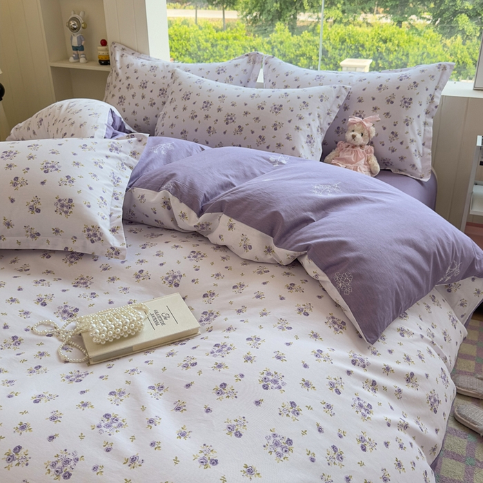 91家纺网 家纺一手货源 找家纺 鑫宇 2025新款全棉纯棉13372小清新印花四件套 清风若凡