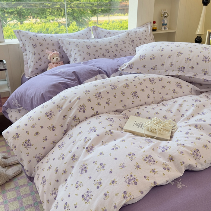 91家纺网 家纺一手货源 找家纺 鑫宇 2025新款全棉纯棉13372小清新印花四件套 清风若凡