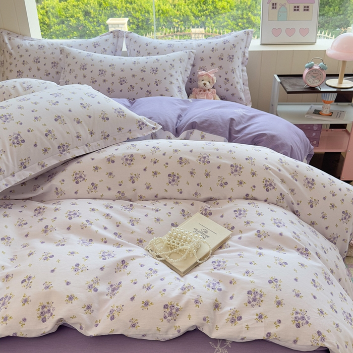 91家纺网 家纺一手货源 找家纺 鑫宇 2025新款全棉纯棉13372小清新印花四件套 清风若凡