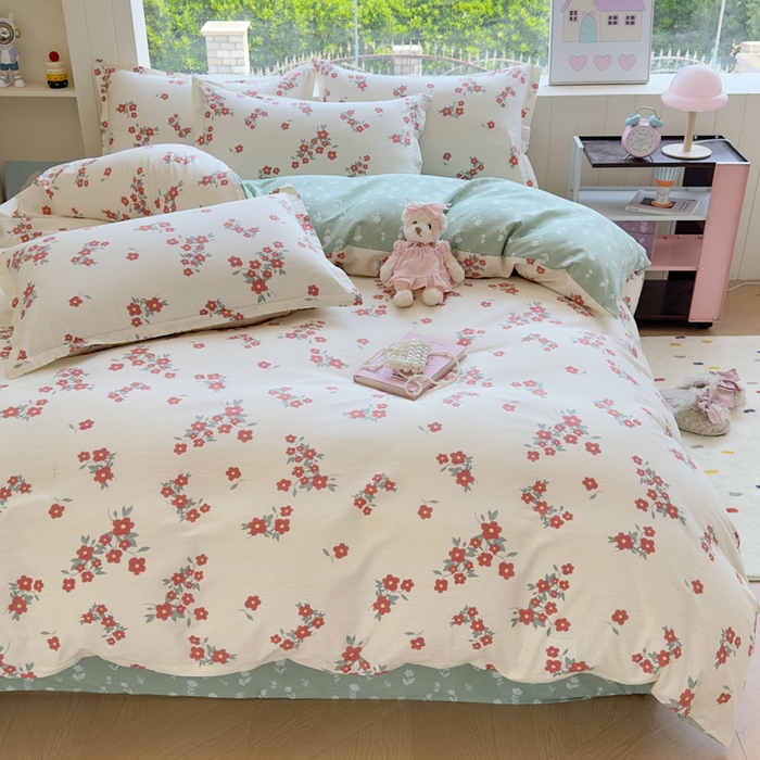 91家纺网 家纺一手货源 找家纺 鑫宇 2025新款全棉纯棉13372小清新印花四件套 清风细语