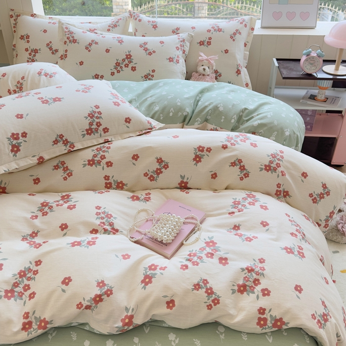 91家纺网 家纺一手货源 找家纺 鑫宇 2025新款全棉纯棉13372小清新印花四件套 清风细语