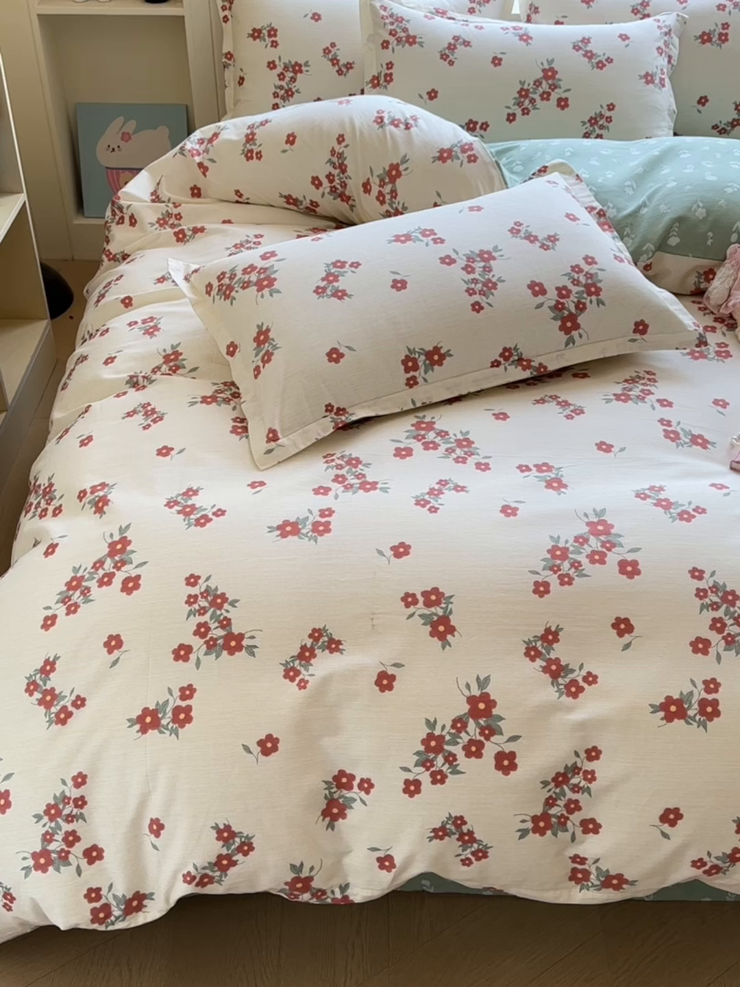 91家纺网 家纺一手货源 找家纺 鑫宇 2025新款全棉纯棉13372小清新印花四件套 清风细语