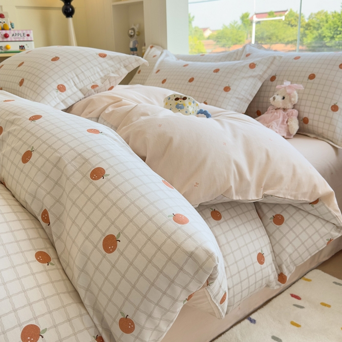 91家纺网 家纺一手货源 找家纺 鑫宇 2025新款全棉纯棉13372小清新印花四件套 秋实