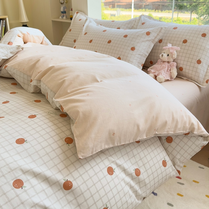 91家纺网 家纺一手货源 找家纺 鑫宇 2025新款全棉纯棉13372小清新印花四件套 秋实