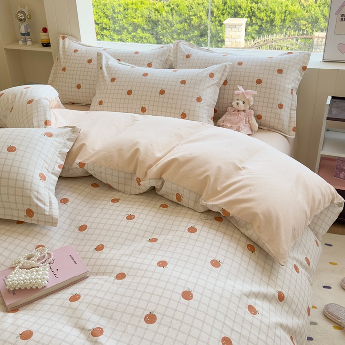 91家纺网 家纺一手货源 找家纺 鑫宇 2025新款全棉纯棉13372小清新印花四件套 秋实