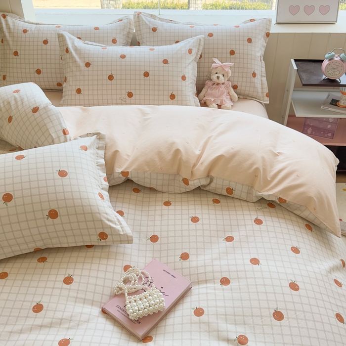 91家纺网 家纺一手货源 找家纺 鑫宇 2025新款全棉纯棉13372小清新印花四件套 秋实