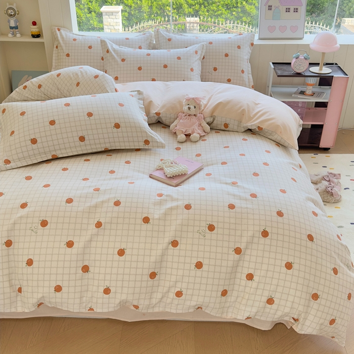 91家纺网 家纺一手货源 找家纺 鑫宇 2025新款全棉纯棉13372小清新印花四件套 秋实