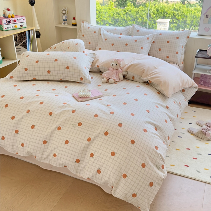 91家纺网 家纺一手货源 找家纺 鑫宇 2025新款全棉纯棉13372小清新印花四件套 秋实