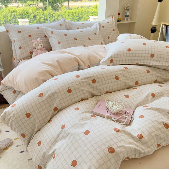 91家纺网 家纺一手货源 找家纺 鑫宇 2025新款全棉纯棉13372小清新印花四件套 秋实