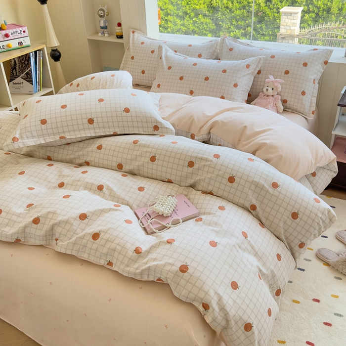 91家纺网 家纺一手货源 找家纺 鑫宇 2025新款全棉纯棉13372小清新印花四件套 秋实