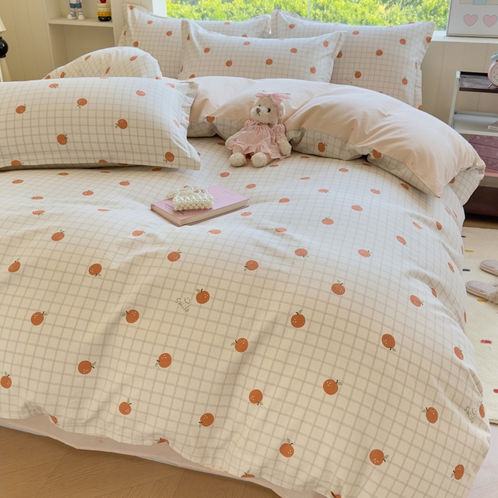 91家纺网 家纺一手货源 找家纺 鑫宇 2025新款全棉纯棉13372小清新印花四件套 秋实