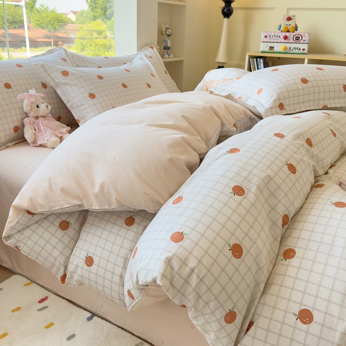 91家纺网 家纺一手货源 找家纺 鑫宇 2025新款全棉纯棉13372小清新印花四件套 秋实