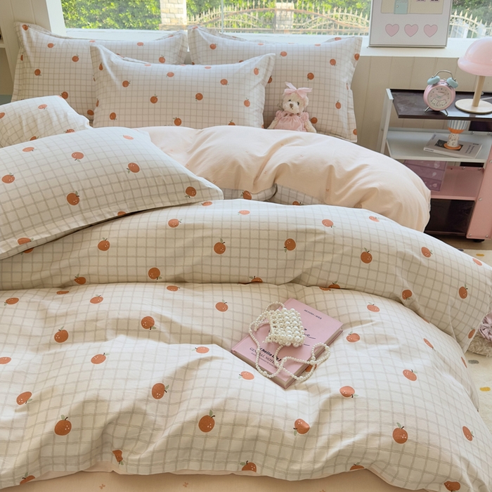 91家纺网 家纺一手货源 找家纺 鑫宇 2025新款全棉纯棉13372小清新印花四件套 秋实