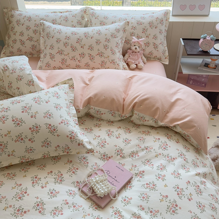 91家纺网 家纺一手货源 找家纺 鑫宇 2025新款全棉纯棉13372小清新印花四件套 素寻