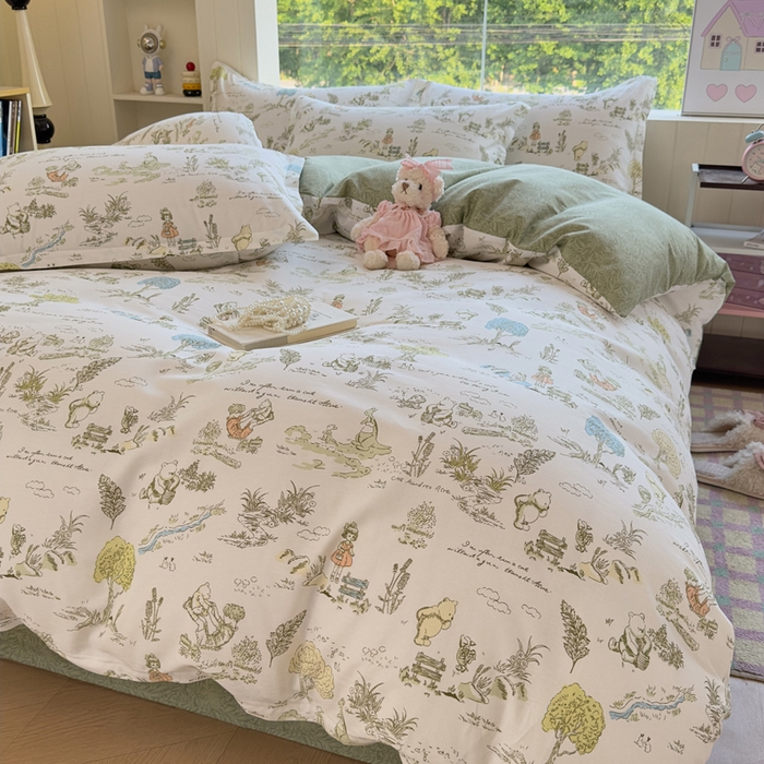 91家纺网 家纺一手货源 找家纺 鑫宇 2025新款全棉纯棉13372小清新印花四件套 童话故事