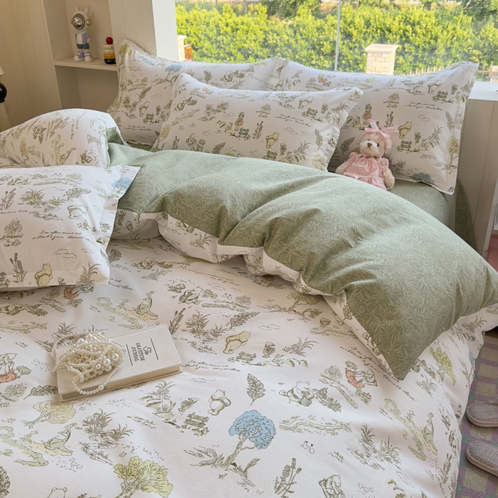 91家纺网 家纺一手货源 找家纺 鑫宇 2025新款全棉纯棉13372小清新印花四件套 童话故事