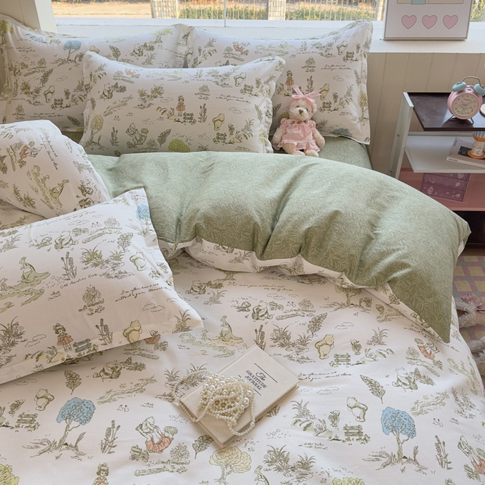 91家纺网 家纺一手货源 找家纺 鑫宇 2025新款全棉纯棉13372小清新印花四件套 童话故事