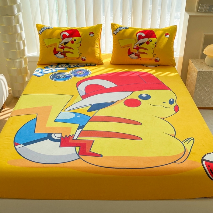 91家纺网 家纺一手货源 找家纺 一电 2025新款跨境电商床笠冬天德芙绒床笠单件加绒加厚绒床罩儿童学生宿舍床垫套床笠罩 小红帽皮卡丘