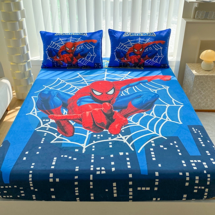 91家纺网 家纺一手货源 找家纺 一电 2025新款跨境电商床笠冬天德芙绒床笠单件加绒加厚绒床罩儿童学生宿舍床垫套床笠罩 蜘蛛侠