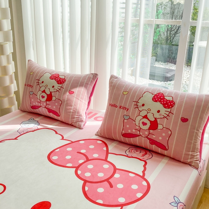 91家纺网 家纺一手货源 找家纺 一电 2025新款跨境电商床笠冬天德芙绒床笠单件加绒加厚绒床罩儿童学生宿舍床垫套床笠罩 害羞KT