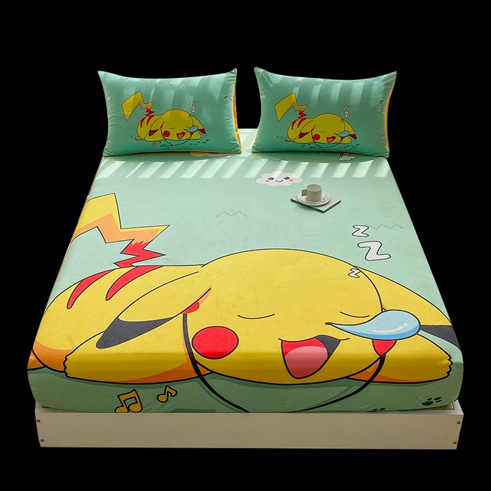 91家纺网 家纺一手货源 找家纺 一电 2025新款跨境电商床笠冬天德芙绒床笠单件加绒加厚绒床罩儿童学生宿舍床垫套床笠罩 呼呼皮卡丘