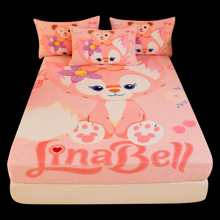 91家纺网 家纺一手货源 找家纺 （总）一电 外贸2025新款卡通珊瑚绒床笠单件床罩冬季加厚牛奶绒床垫保护罩全包床单套