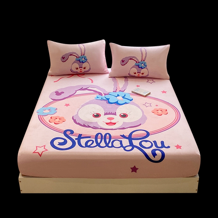 91家纺网 家纺一手货源 找家纺 一电 2025新款跨境电商床笠冬天德芙绒床笠单件加绒加厚绒床罩儿童学生宿舍床垫套床笠罩 可爱星黛露